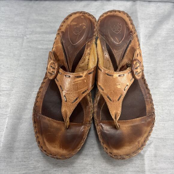 Ariat Women’s Brown Wedge Heeled Thong Sandals 10B Style # 53495 - Picture 3 of 8